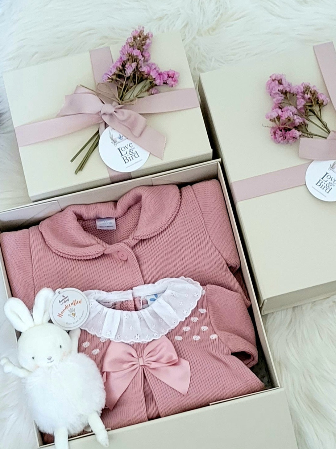 Dress, Cardigan & Bunny Baby Girl Gift Box