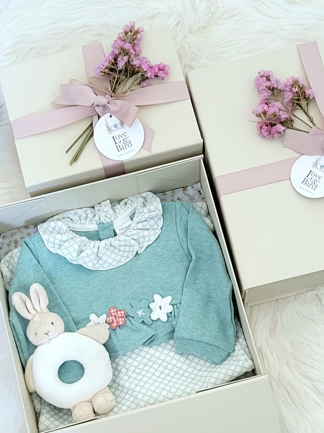 Floral Baby Grow and Teether Gift Box