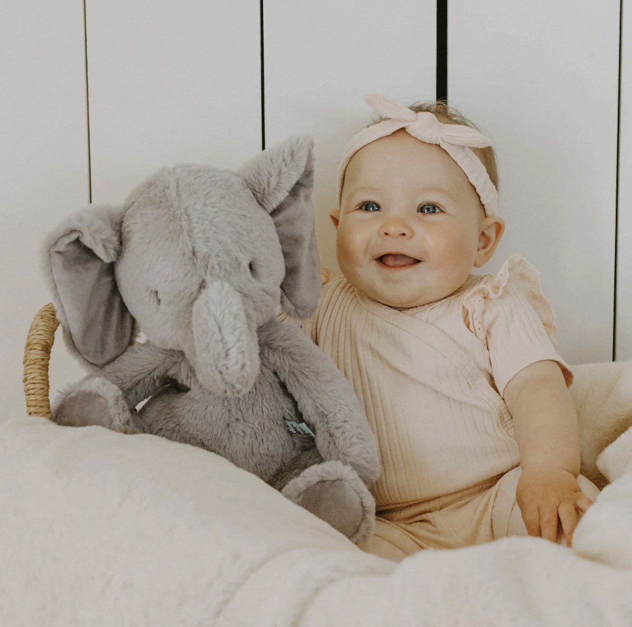 Peanut the elephant stuffed animal toy from Bunnies by the Bay, a perfect gift idea for babies and toddlers