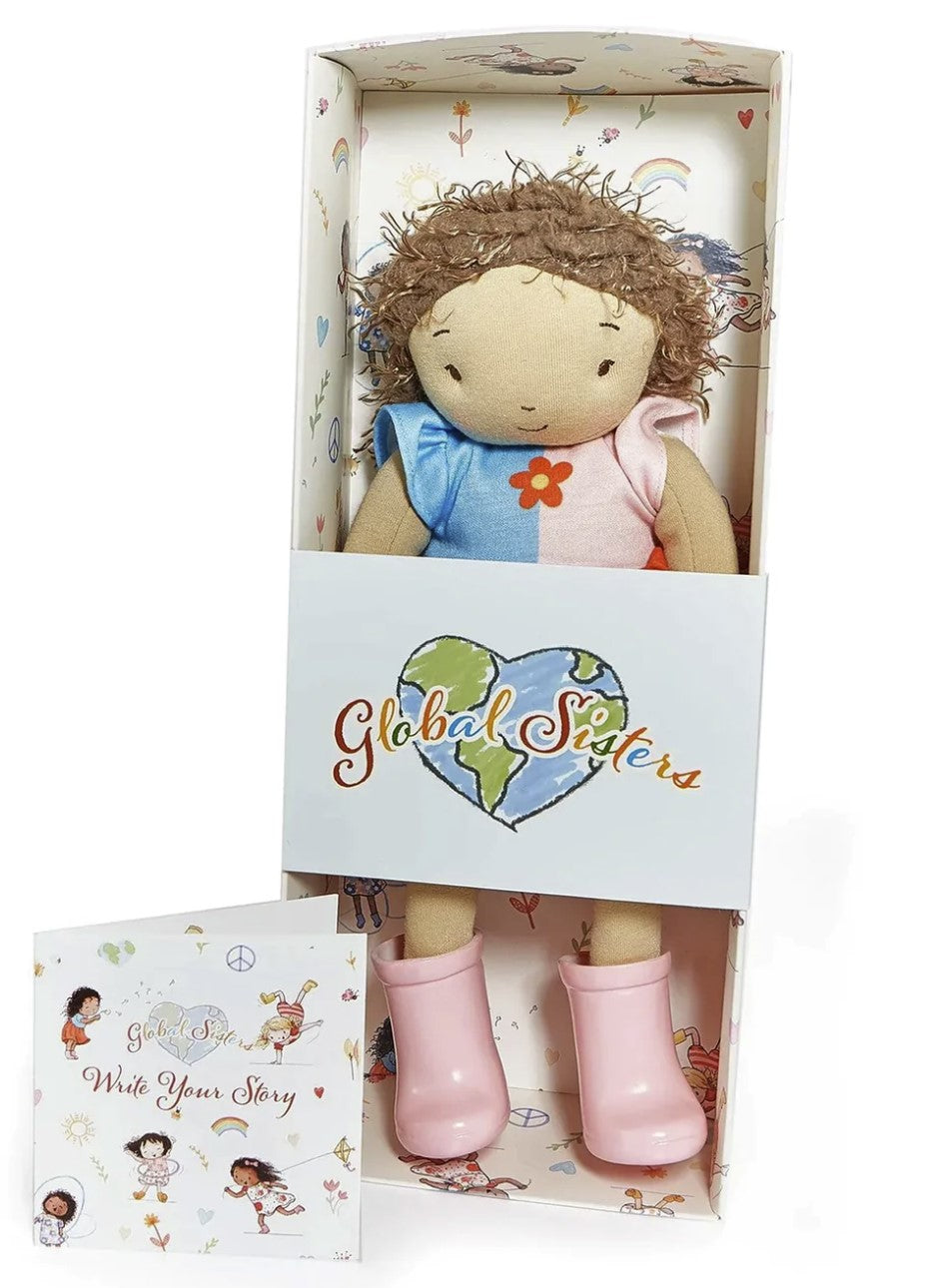 Soft Toy Flora doll from Bunnies by the Bay, comes in a gift box