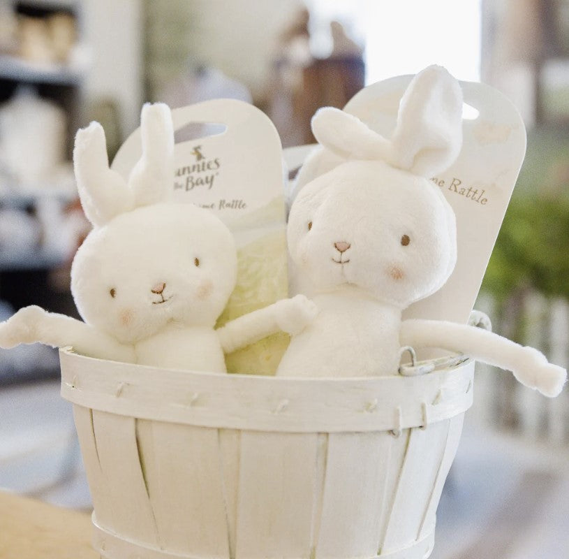 White Bunny Soft Toy Chime Rattle from Bunnies by The Bay